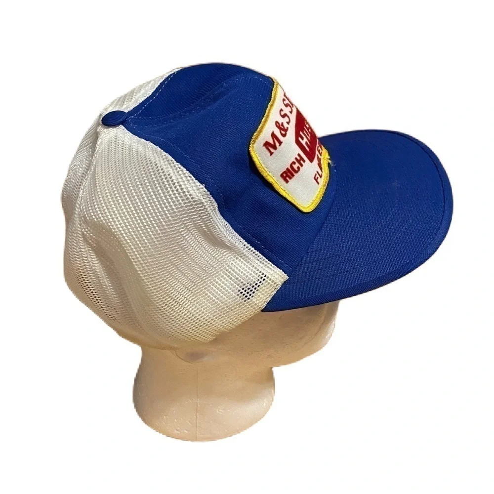 Vintage M&S Service Husky Patch Mesh Trucker Hat Snap Back Rich Joann Flagler